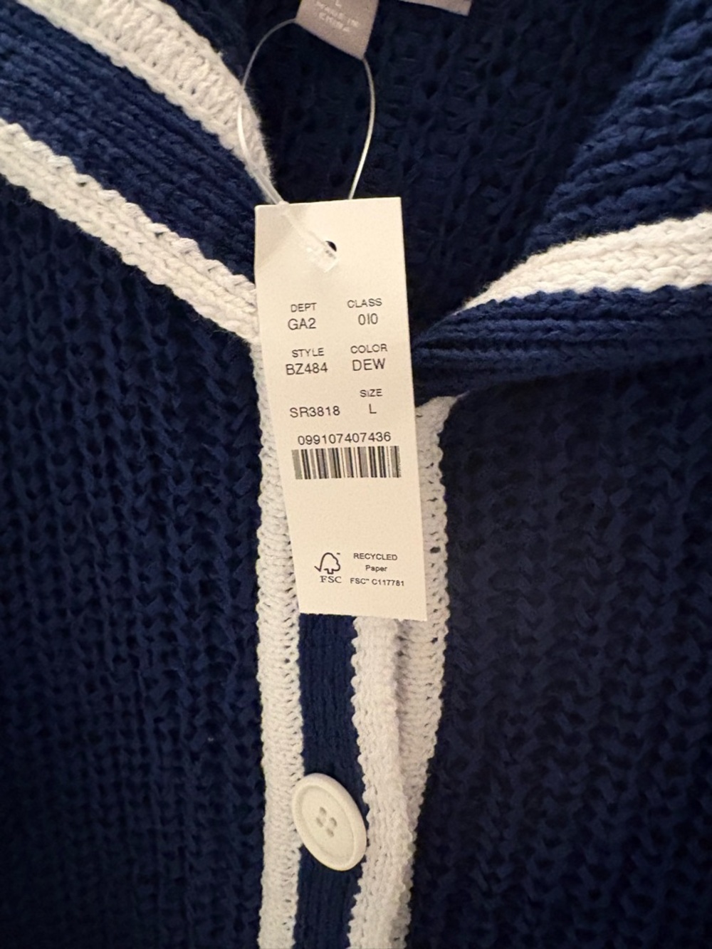 J. Crew Textured Sailor Cardigan. Size Large. New with tags. - Picture 2 of 5
